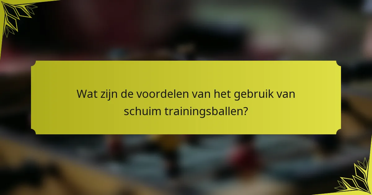 Wat zijn de voordelen van het gebruik van schuim trainingsballen?
