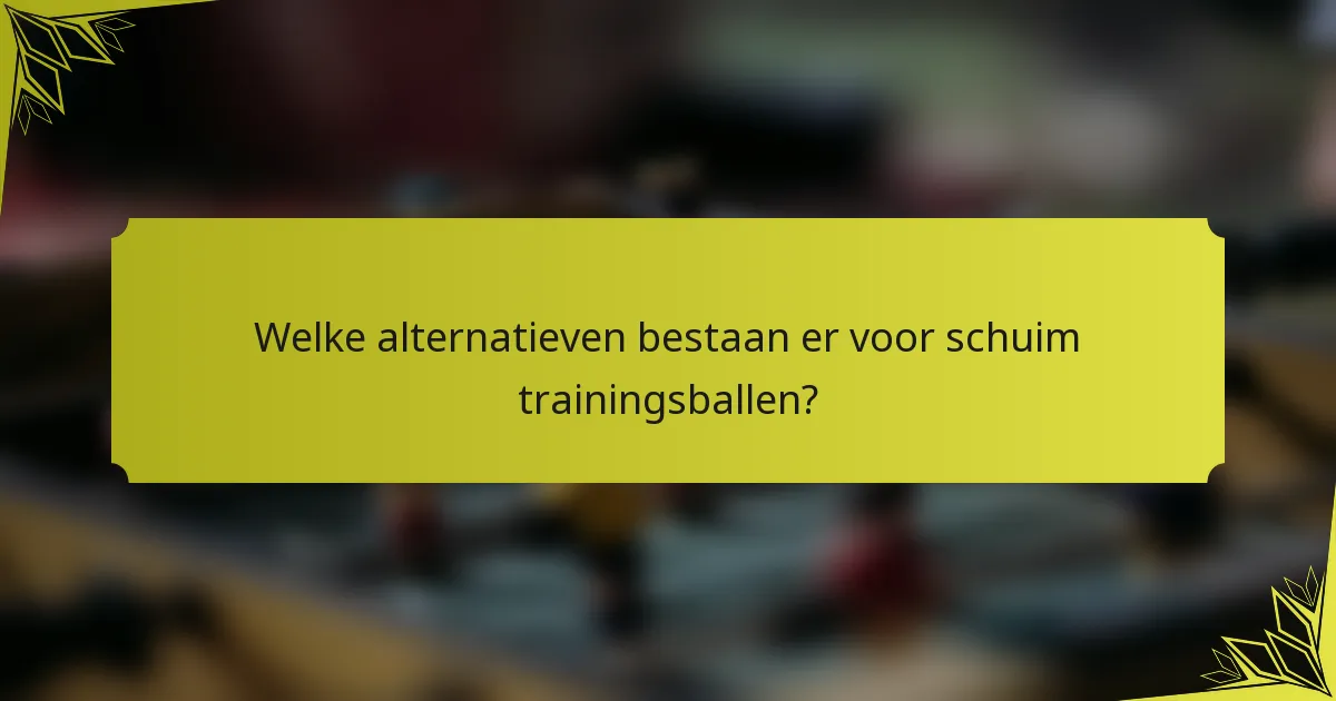 Welke alternatieven bestaan er voor schuim trainingsballen?