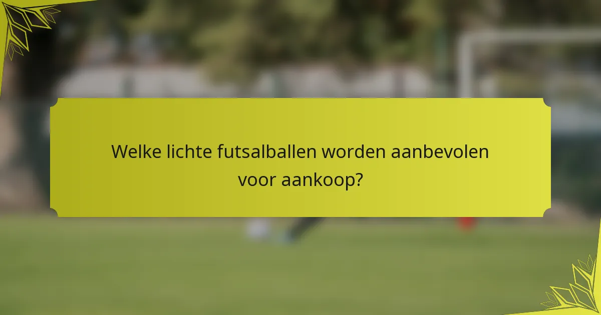 Welke lichte futsalballen worden aanbevolen voor aankoop?