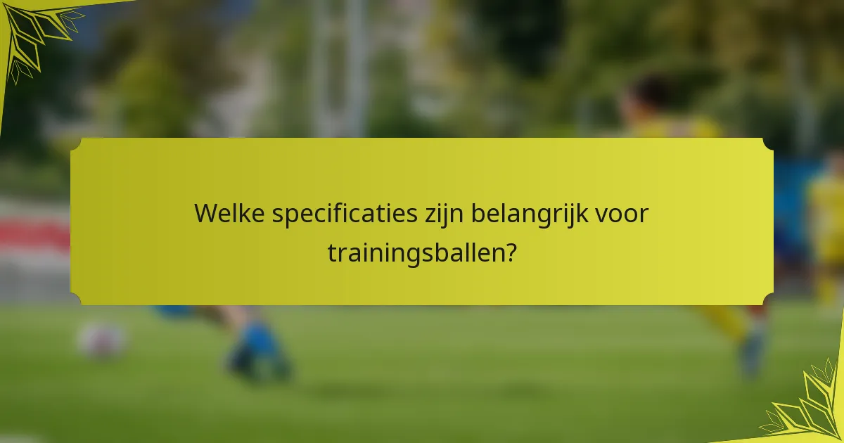 Welke specificaties zijn belangrijk voor trainingsballen?