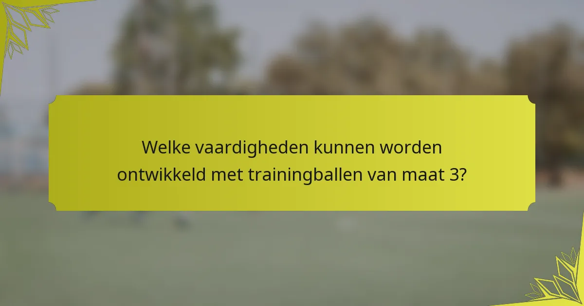 Welke vaardigheden kunnen worden ontwikkeld met trainingballen van maat 3?